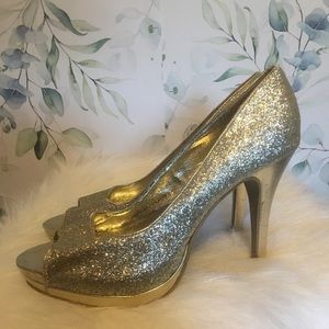 Gold Glitter Rampage Heels